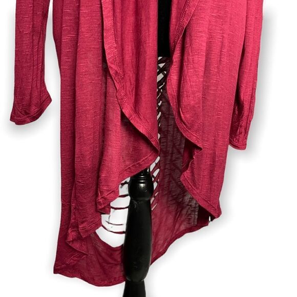 Fury Distressed Cutout Duster Cardigan Women's Small Burgundy Boho Casual NEW - Picture 4 of 9